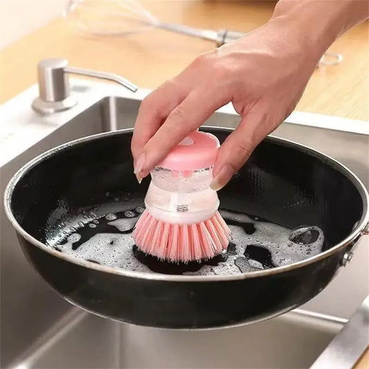 1/2 Stück Küchenspülbürste mit Spülmittelspender zum Drücken, automatische Reinigungsbürsten